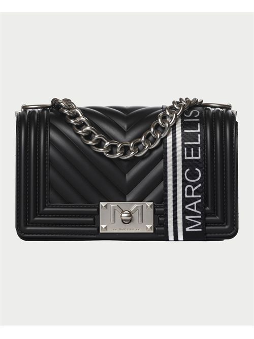 Marc Ellis bag with chain shoulder strap MARC ELLIS | FLAT S 25BLACK/SATIN SILVER